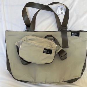 Lululemon Clean line tote and belt bag: Raw Linen Rover